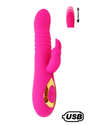 TWIST 2 Rose, Vibromasseur Rabbit "va-et-vient" USB en silicone médical, doté de 18 modes de stimulation - BQ587PNK